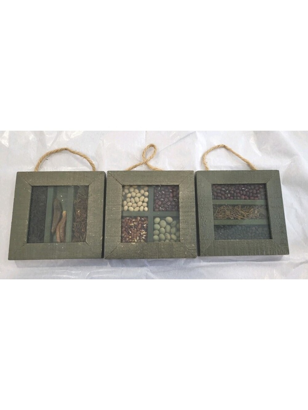 Vintage Farmhouse Seed Shadow Box Set Of 3. Handcrafted